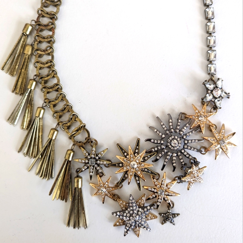 BaubleBar Celestial Star Tassel Necklace in Gold & Silver Mixed Metal